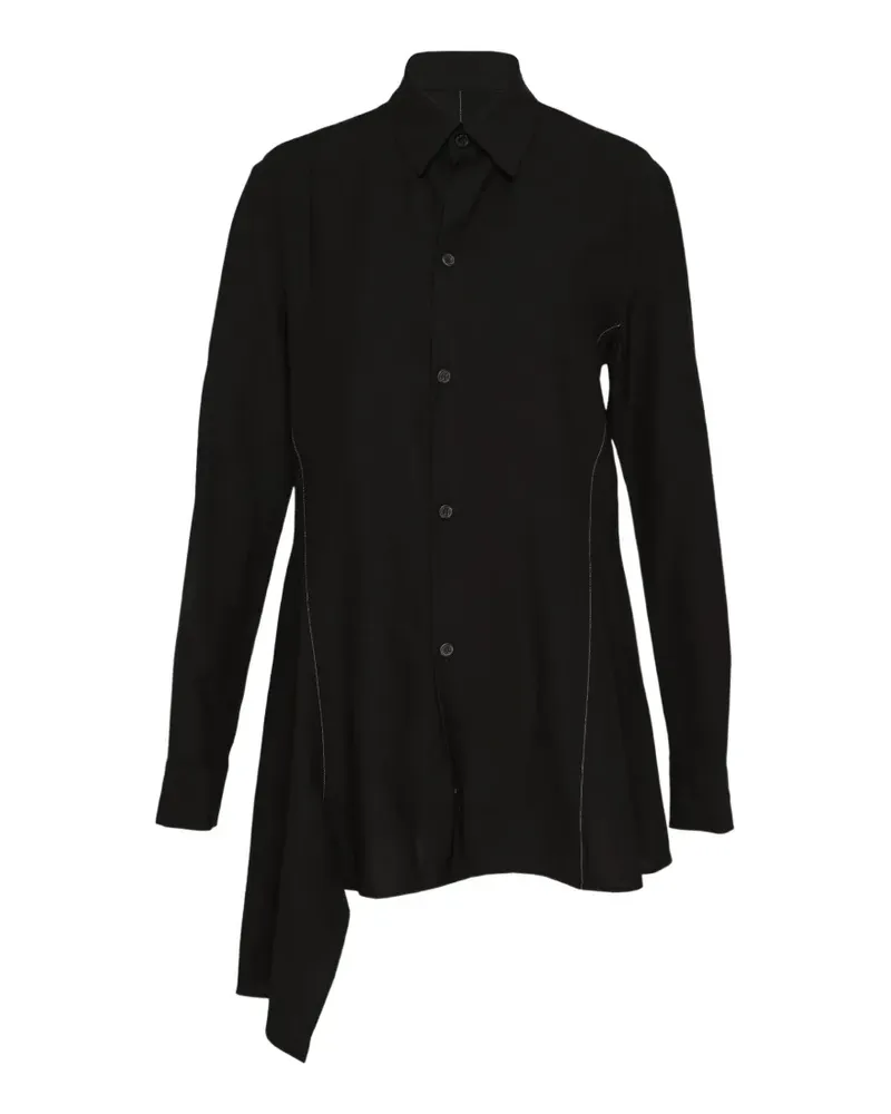 Yohji Yamamoto Asymmetrisches Hemd mit Kontrastnähten - Schwarz Schwarz