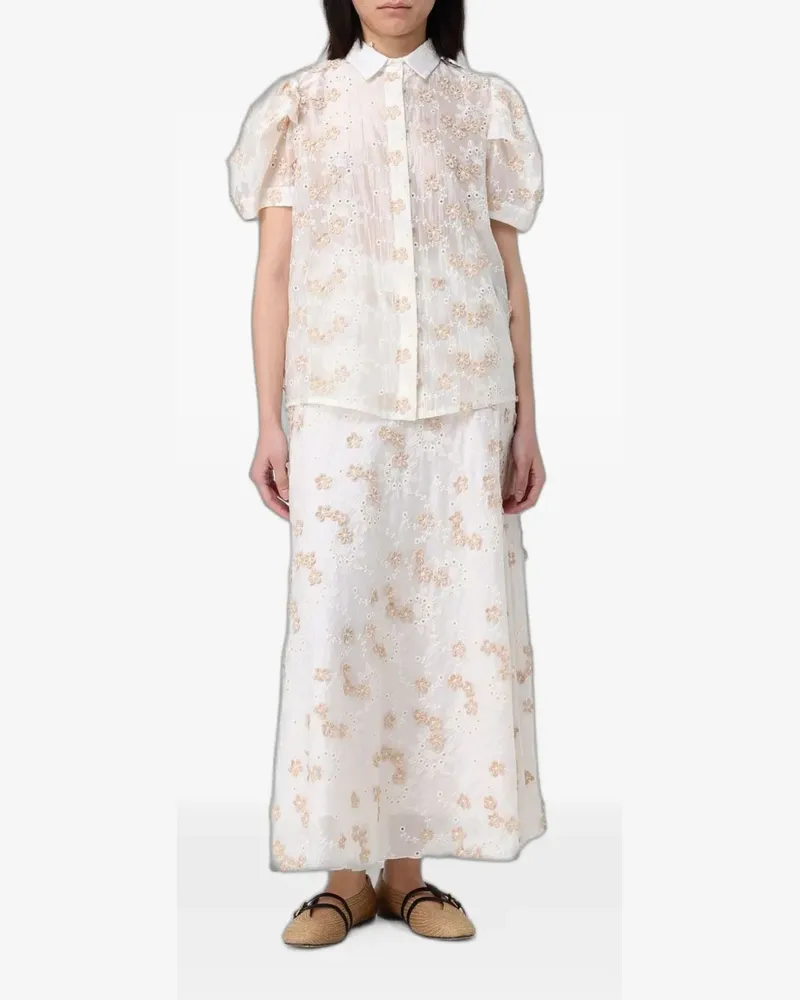 Hanita broderie-anglaise puff-sleeve shirt - Weiß Weiß