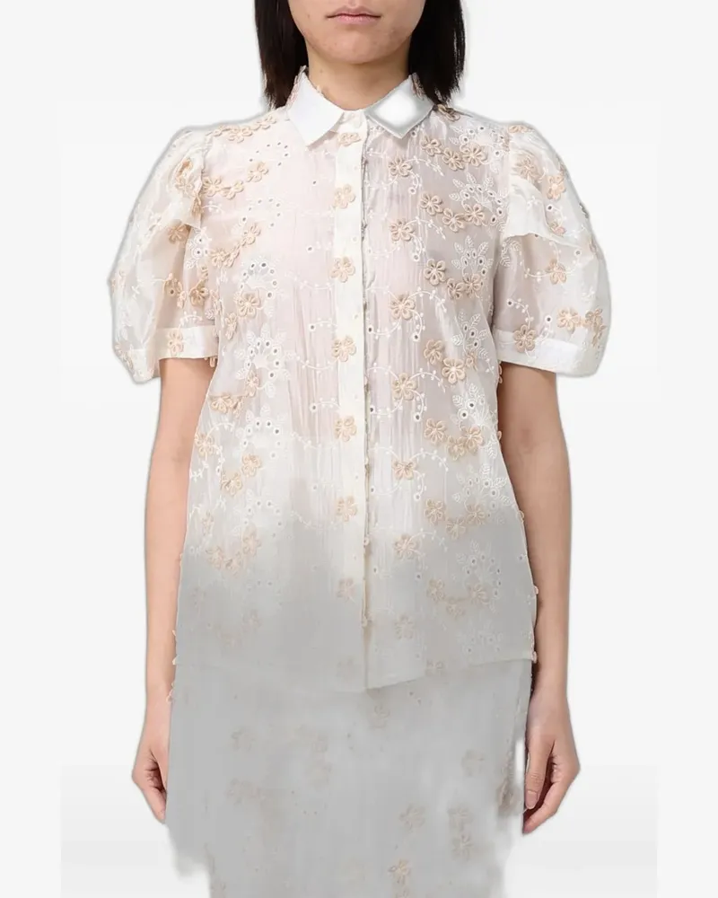 Hanita broderie-anglaise puff-sleeve shirt - Weiß Weiß