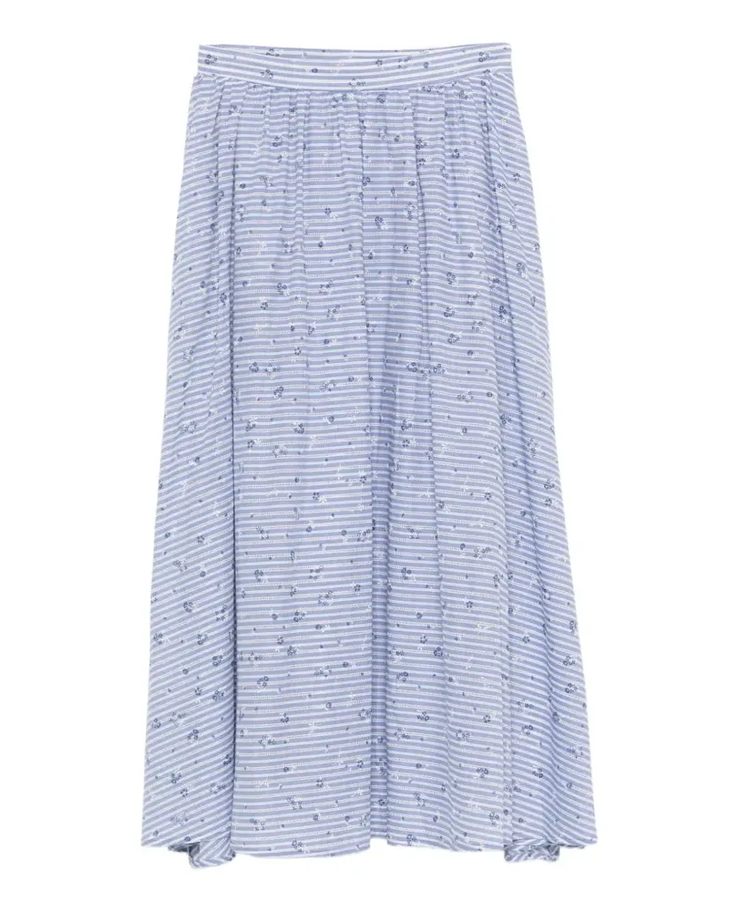 Manuel Ritz striped floral midi skirt - Blau Blau