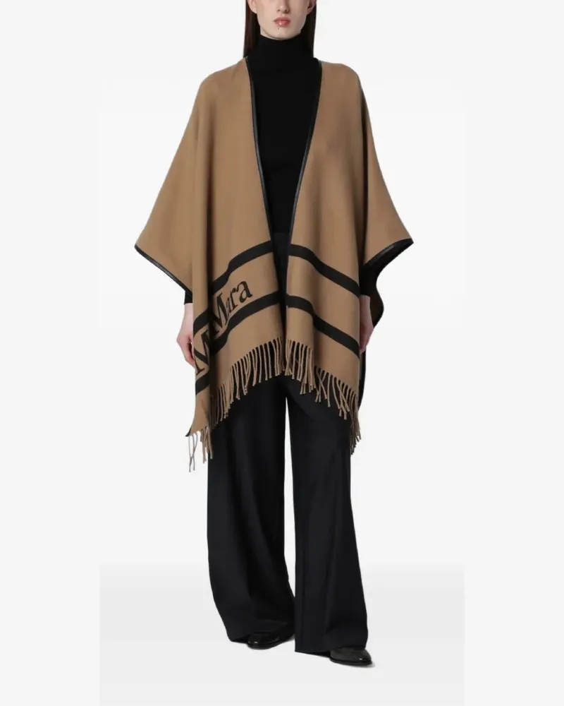 Max Mara jacquard wool poncho - Braun Braun