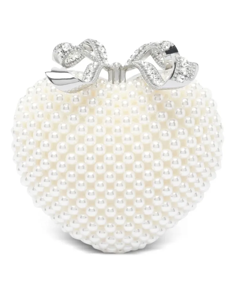 Self-Portrait Pearl Heart Clutch - Weiß Weiß