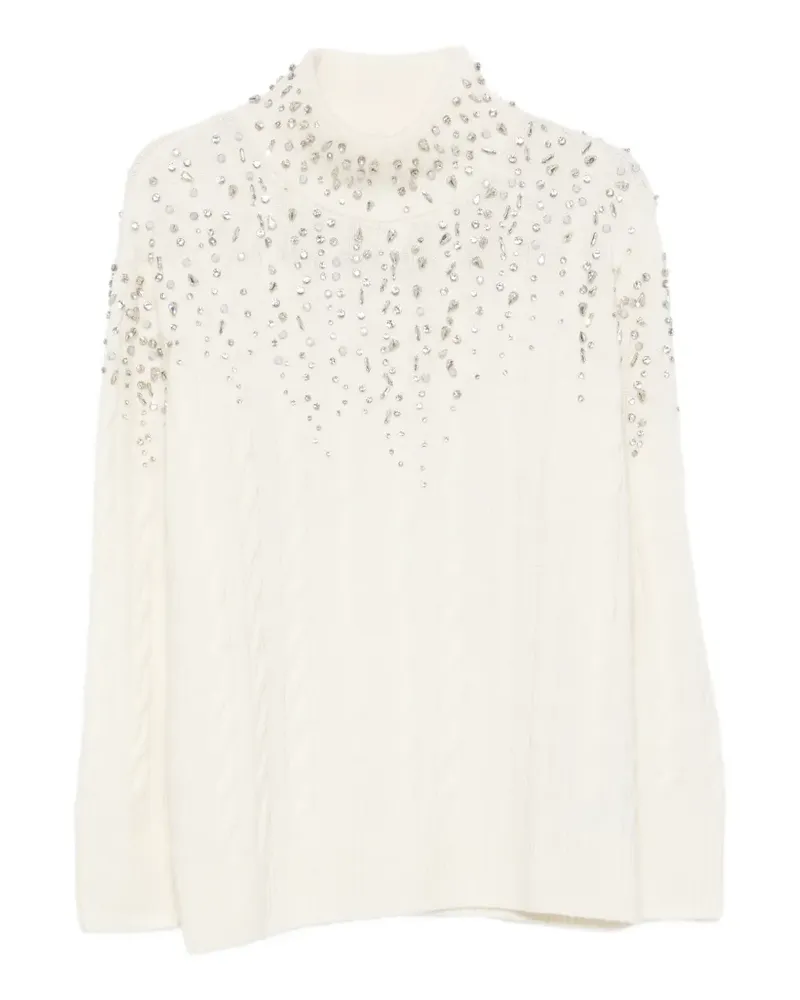 Ermanno Scervino Kristallverzierter Pullover mit Zopfmuster - Nude Nude