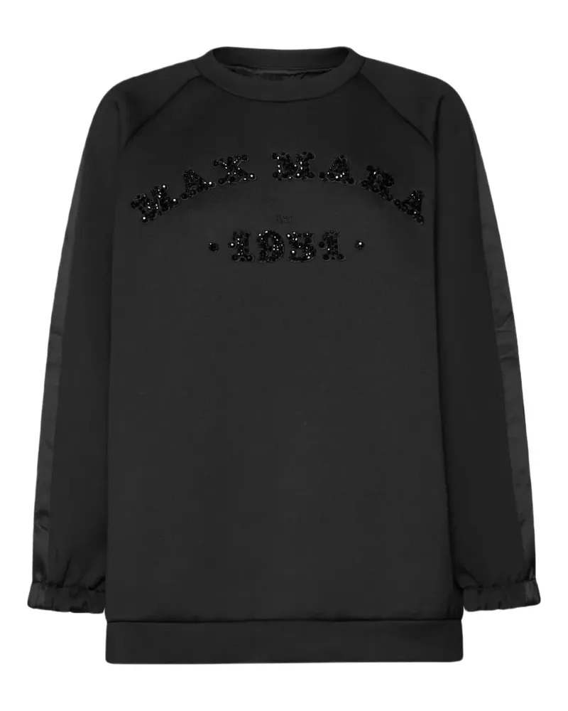 Max Mara Verziertes Sweatshirt mit Satineinsatz - Schwarz Schwarz