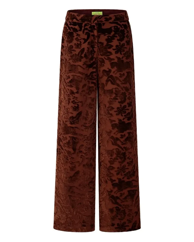 Shanghai Tang jacquard velvet trousers - Braun Braun