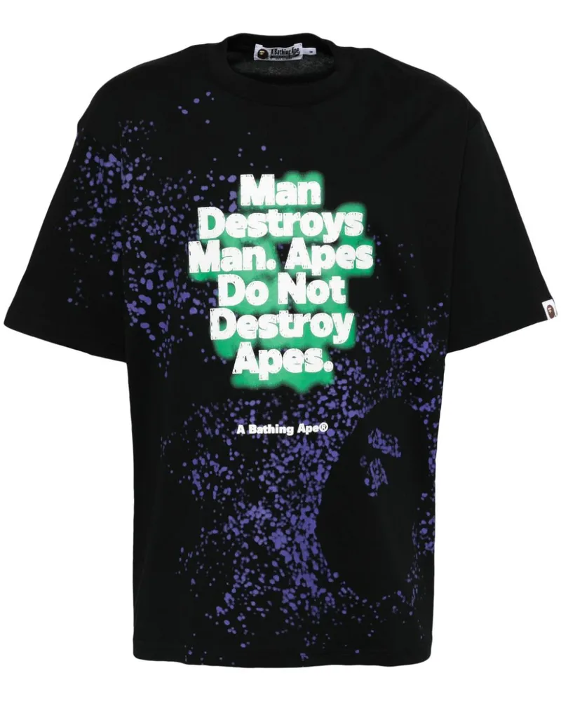BAPE T-Shirt mit Spray-Print - Schwarz Schwarz