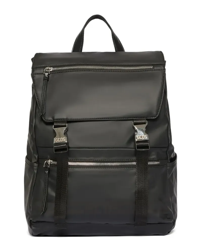 GCDS buckle-details backpack - Schwarz Schwarz