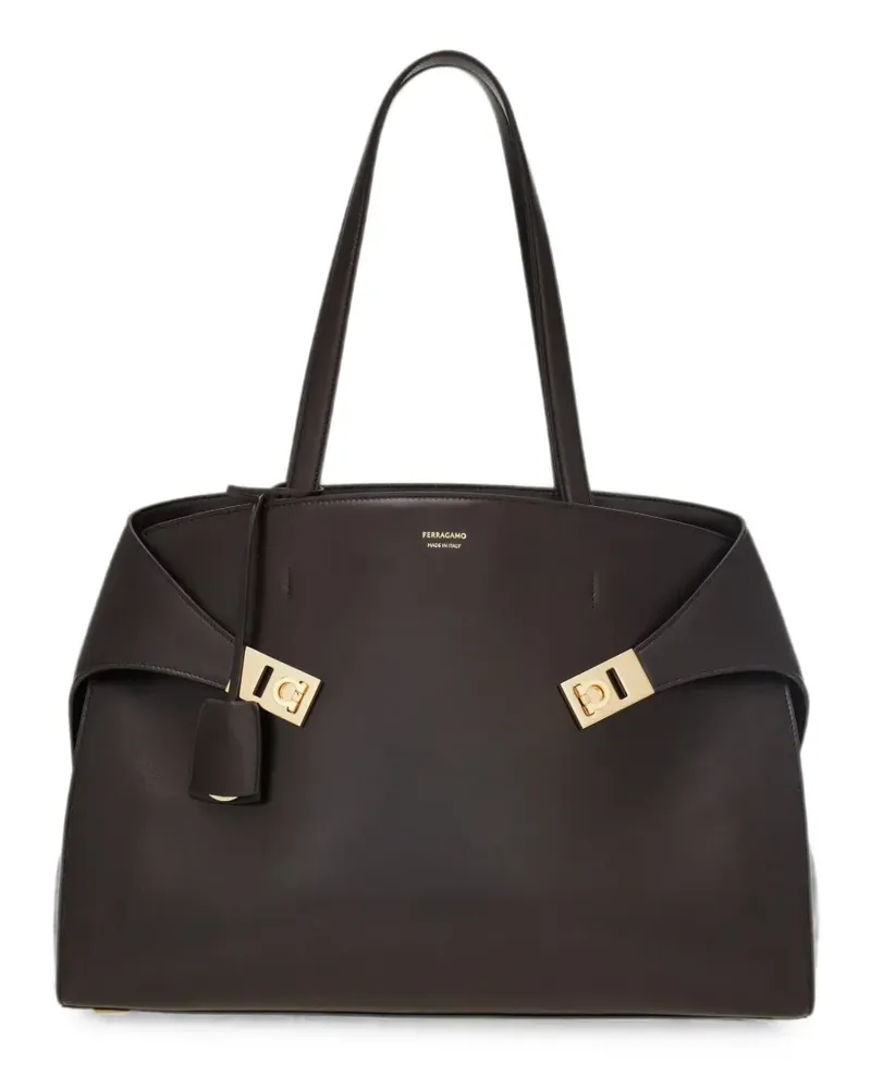 Ferragamo Hug Tote Bag mit Spangendetail - Braun Braun