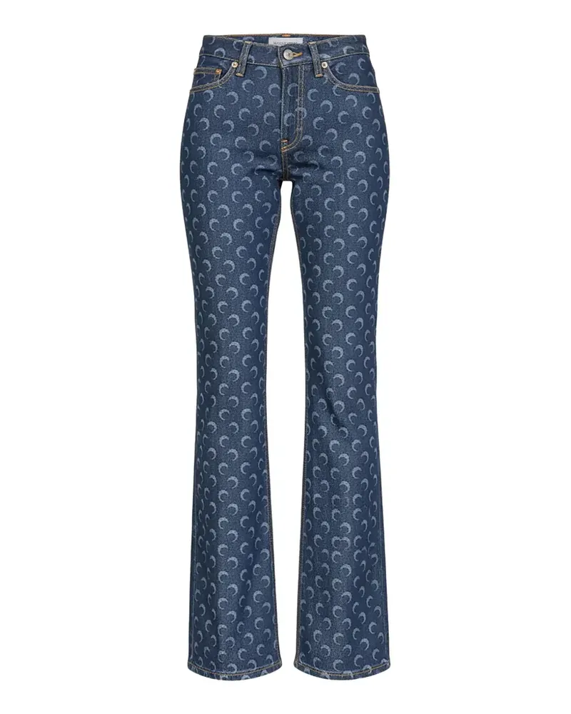 Marine Serre Jeans mit Sichelmond-Print - Blau Blau