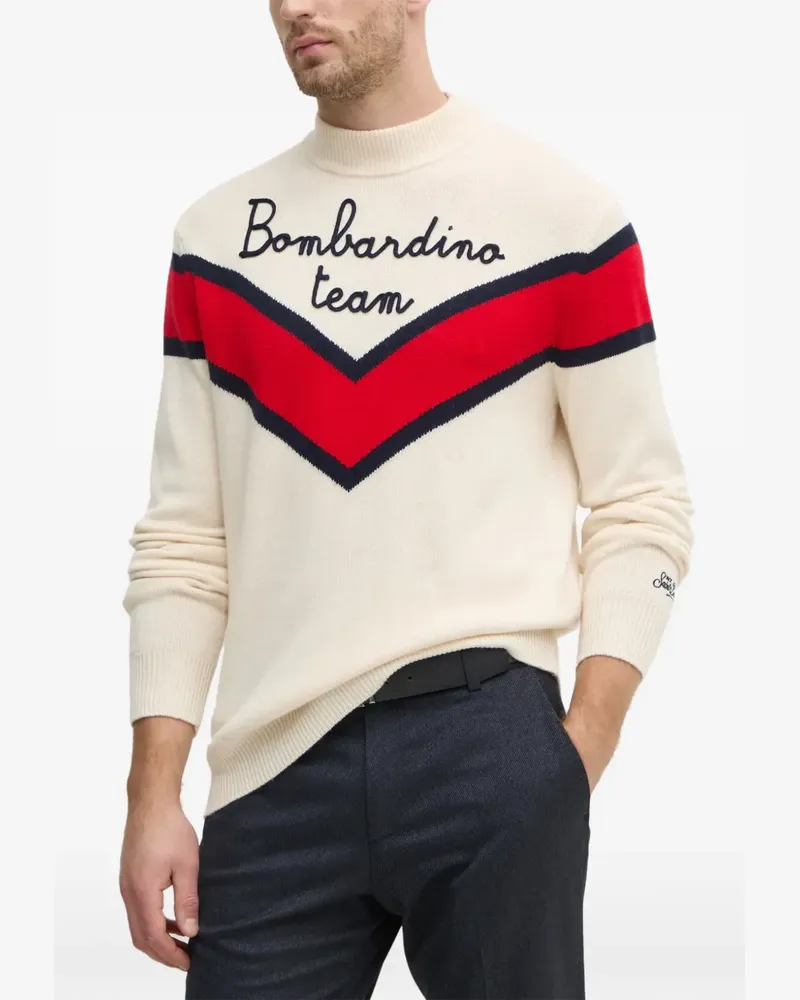 MC2 Saint Barth Davos chevron-knit embroidered sweater - Nude Nude