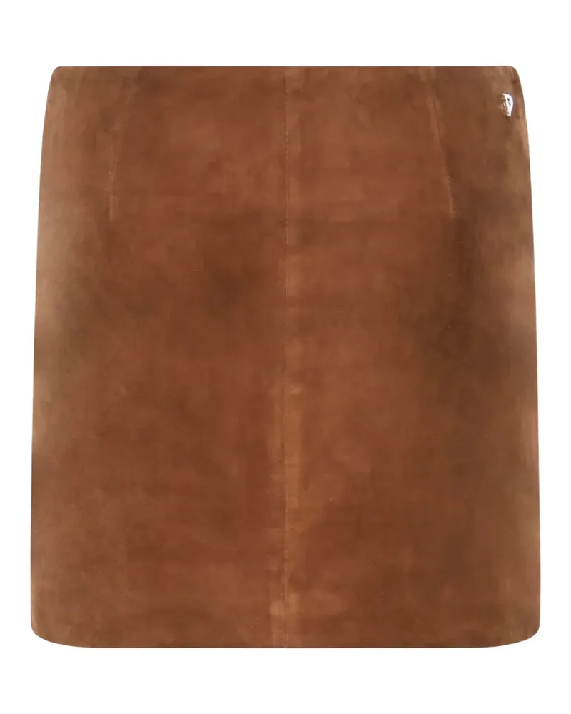Dondup panelled goat-suede skirt - Braun Braun