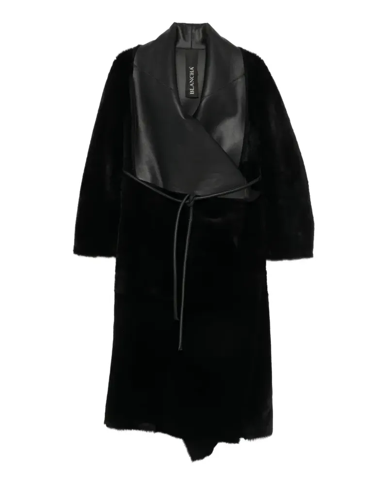 BLANCHA leather-panelled shearling coat - Schwarz Schwarz