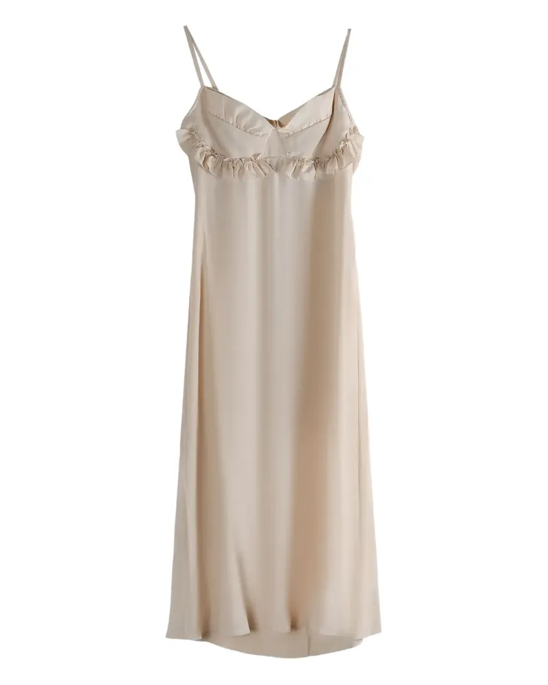 Simone Rocha ruffled-detail slip midi dress - Nude Nude