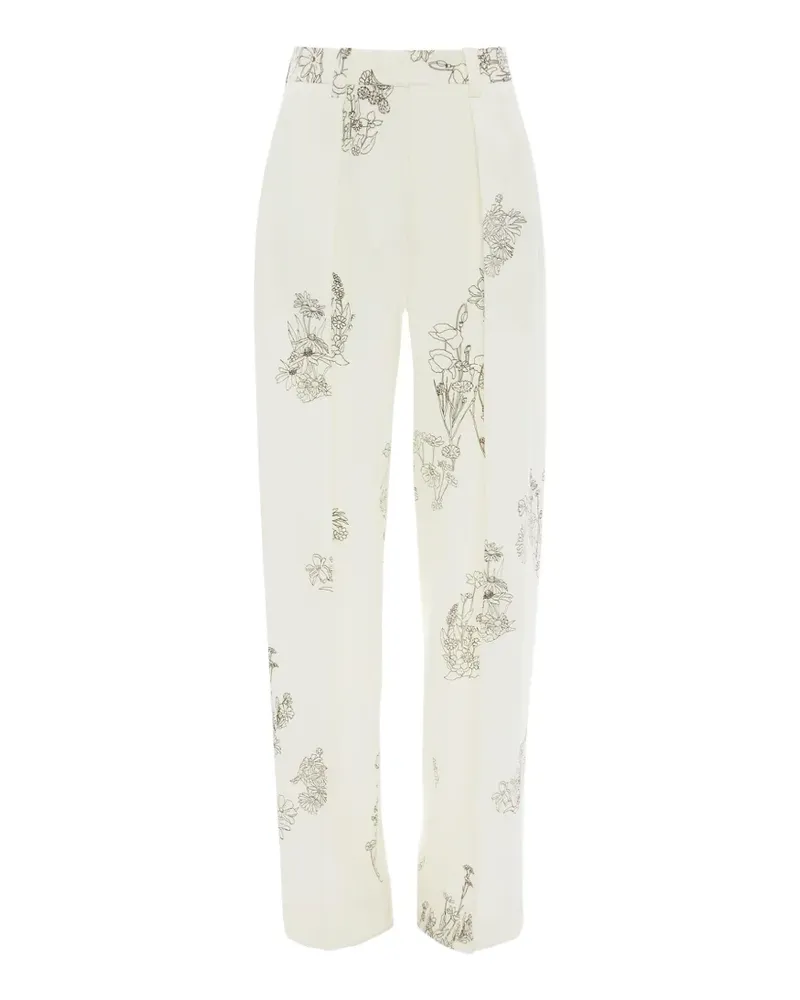 Victoria Beckham wide-leg floral trousers - Nude Nude