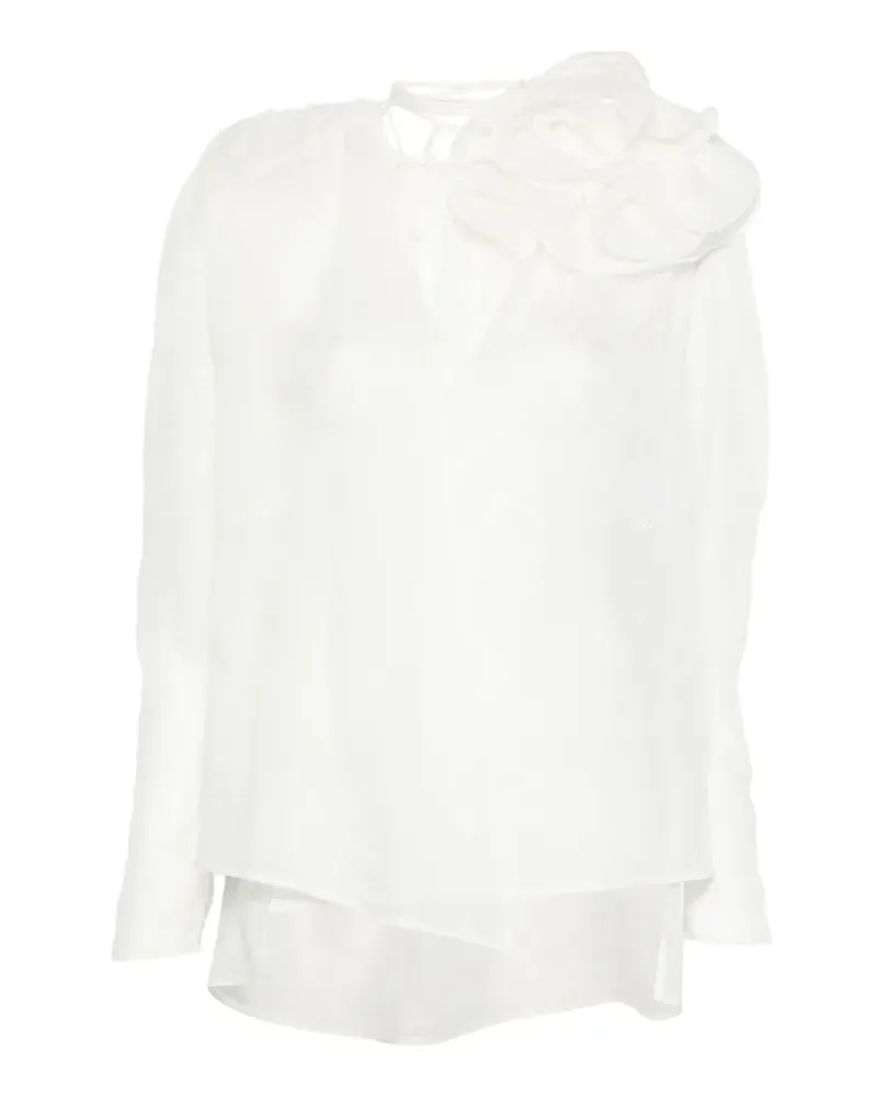 Magda Butrym floral-embroidered ruffled blouse - Weiß Weiß