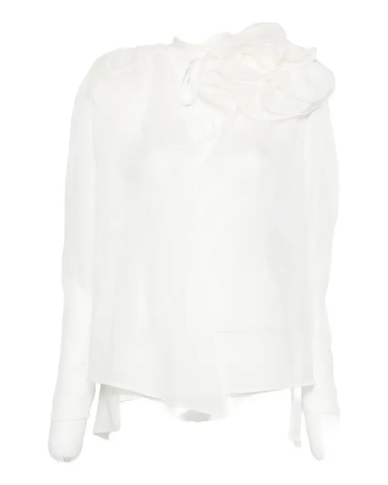 Magda Butrym floral-embroidered ruffled blouse - Weiß Weiß