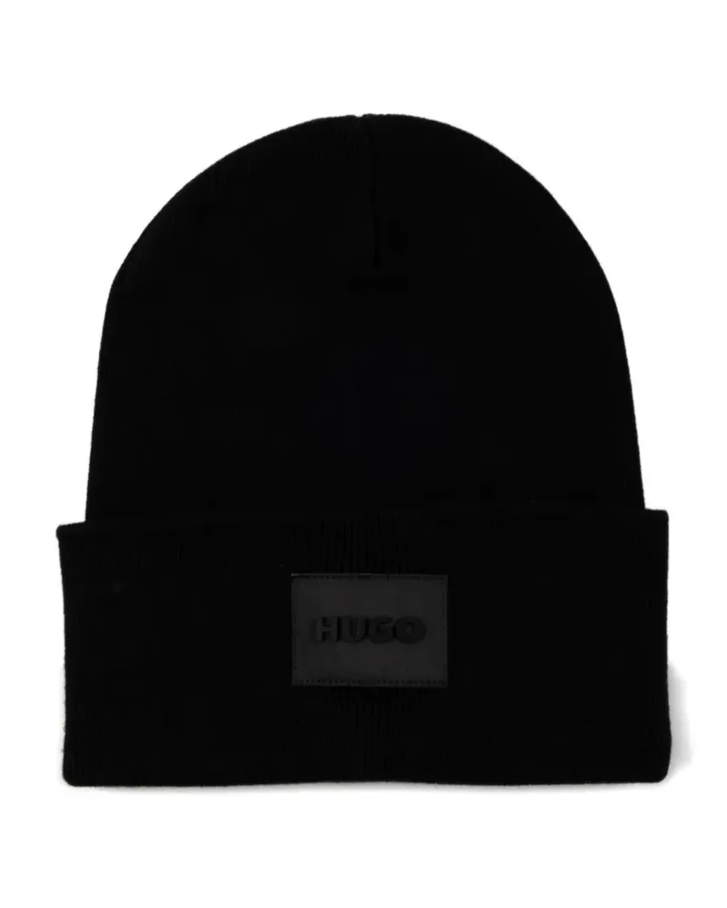 HUGO BOSS logo-patch beanie hat - Schwarz Schwarz
