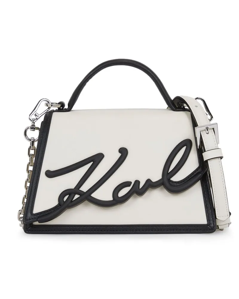 Karl Lagerfeld Signatur Handtasche aus Leder - Weiß Weiß