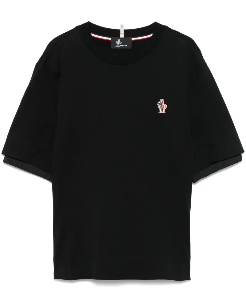 Moncler T-Shirt mit Logo-Patch - Schwarz Schwarz