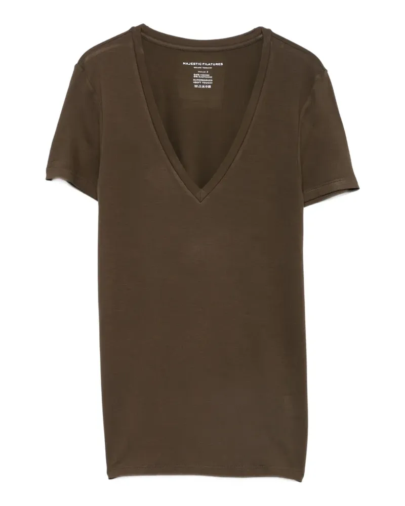 Majestic V-neck short-sleeve T-shirt - Braun Braun