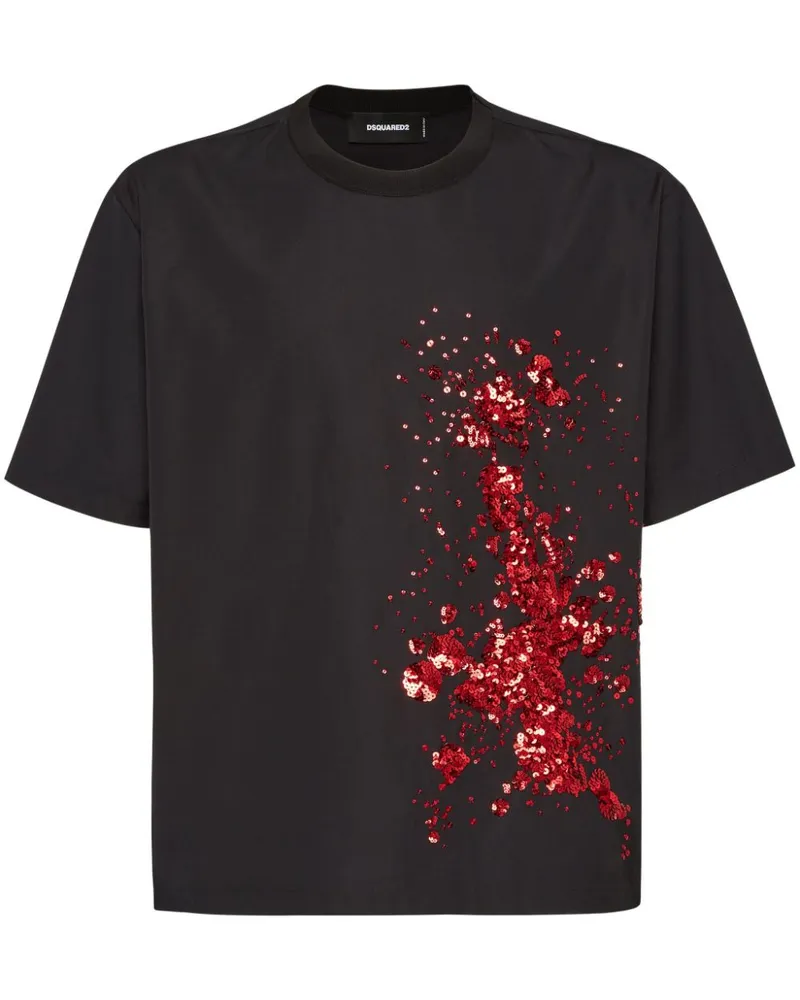 Dsquared2 T-Shirt mit Pailletten - Schwarz Schwarz