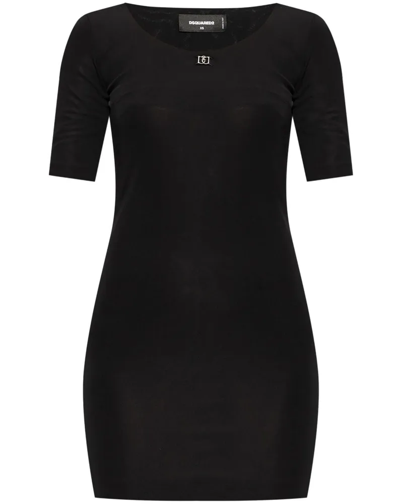 Dsquared2 Minikleid mit Logo-Schild - Schwarz Schwarz