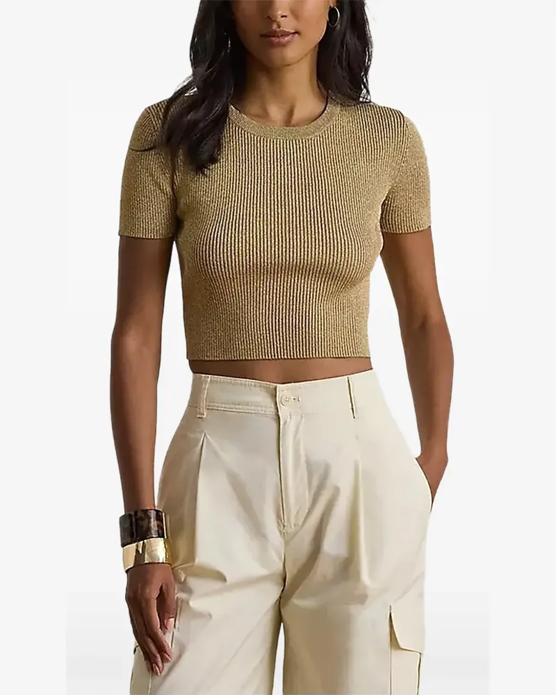 Ralph Lauren Cropped-T-Shirt aus geripptem Strick - Gold Gold