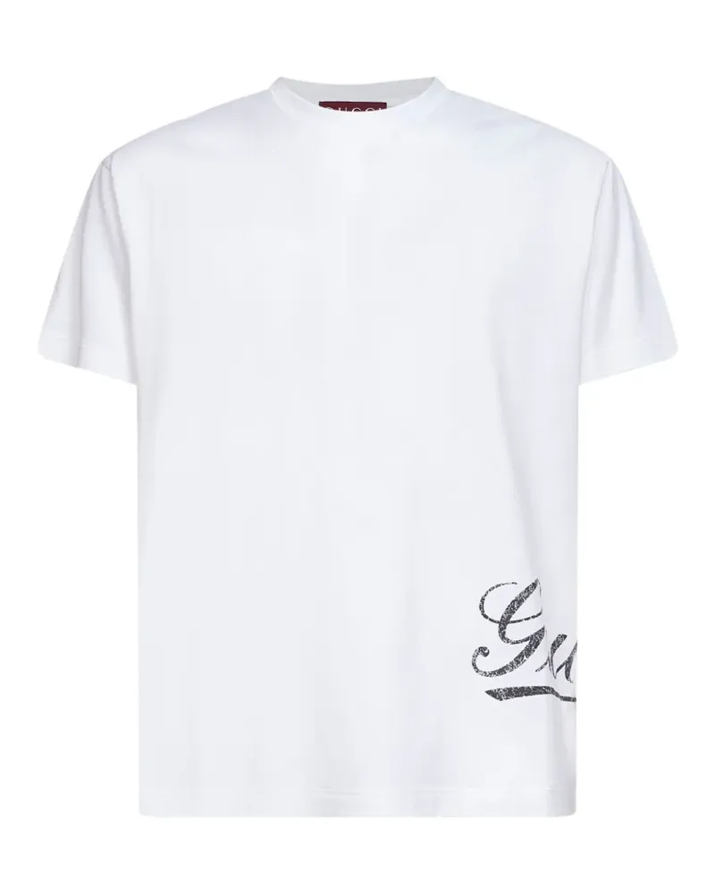 Gucci logo lettering ribbed T-shirt - Weiß Weiß