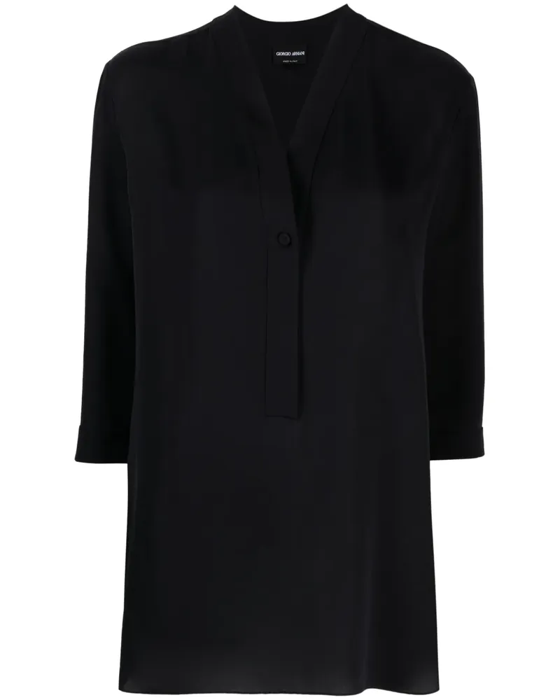 Giorgio Armani Seidenbluse mit V-Ausschnitt - Blau Blau