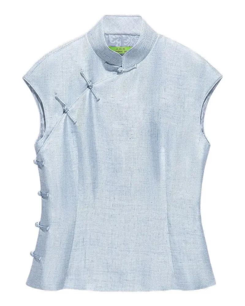 Shanghai Tang Bluse mit Froschknöpfen - Blau Blau