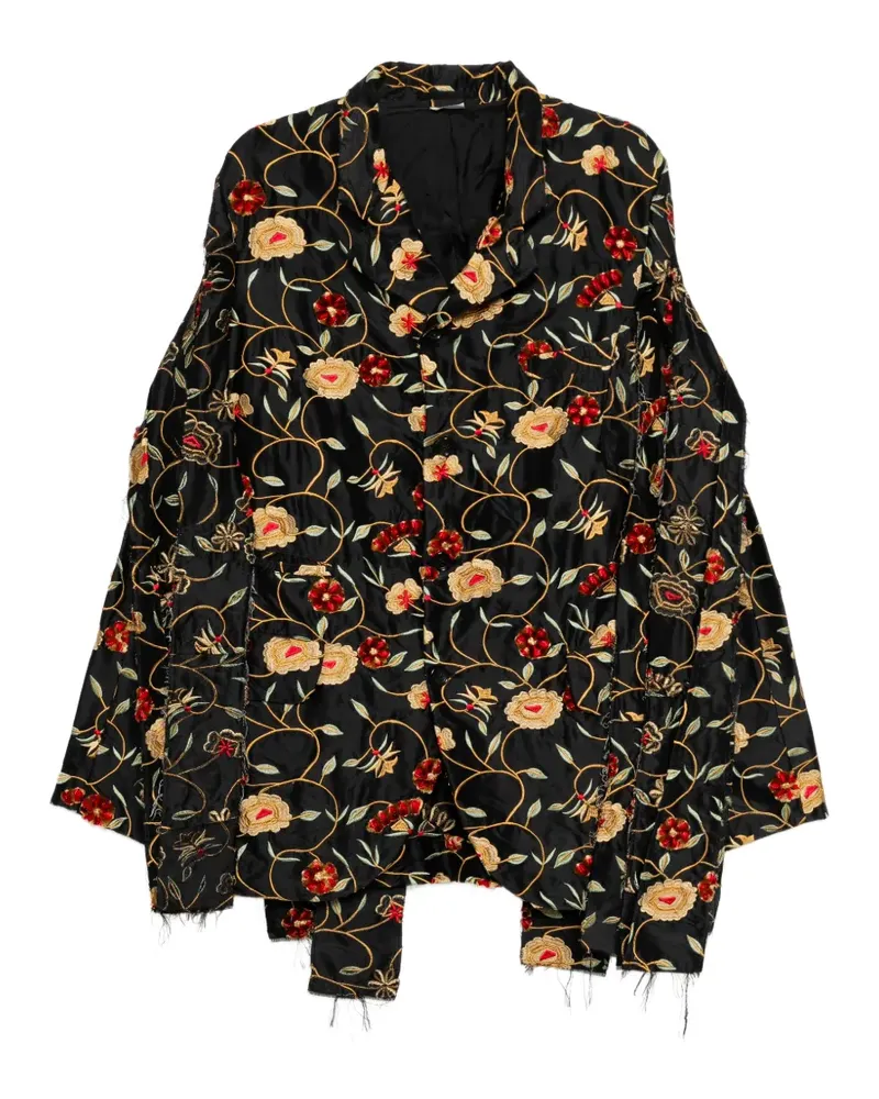 Comme des Garçons floral-embroidered frayed jacket - Schwarz Schwarz