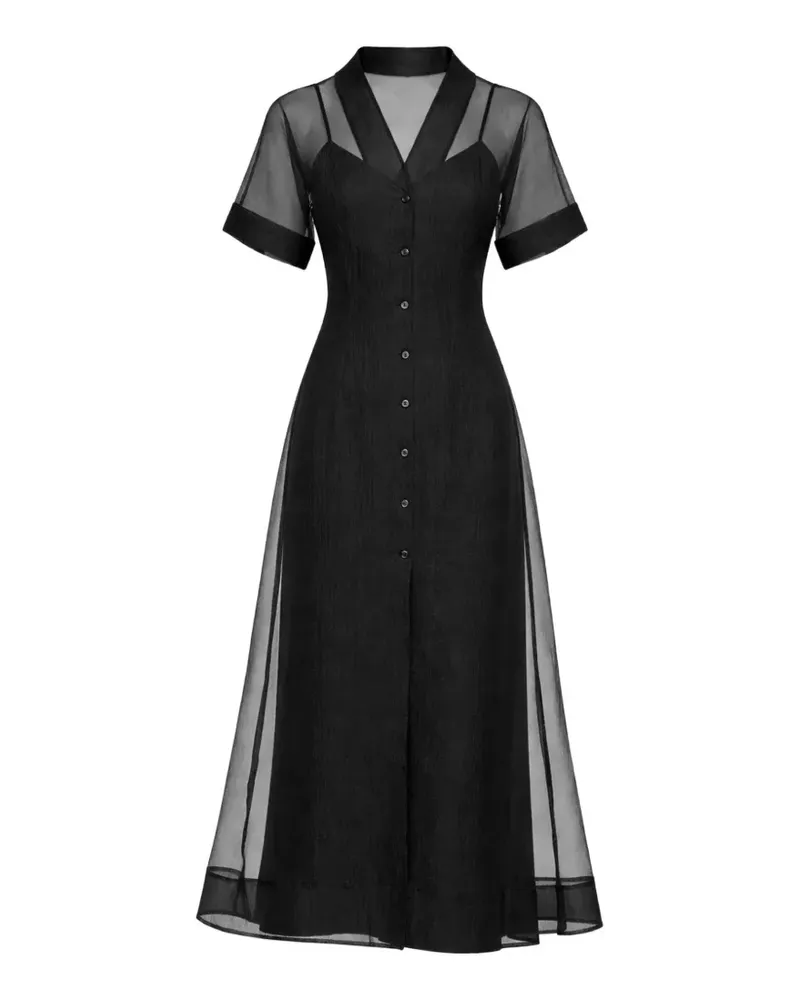 STAUD Elle V-neck button dress - Schwarz Schwarz