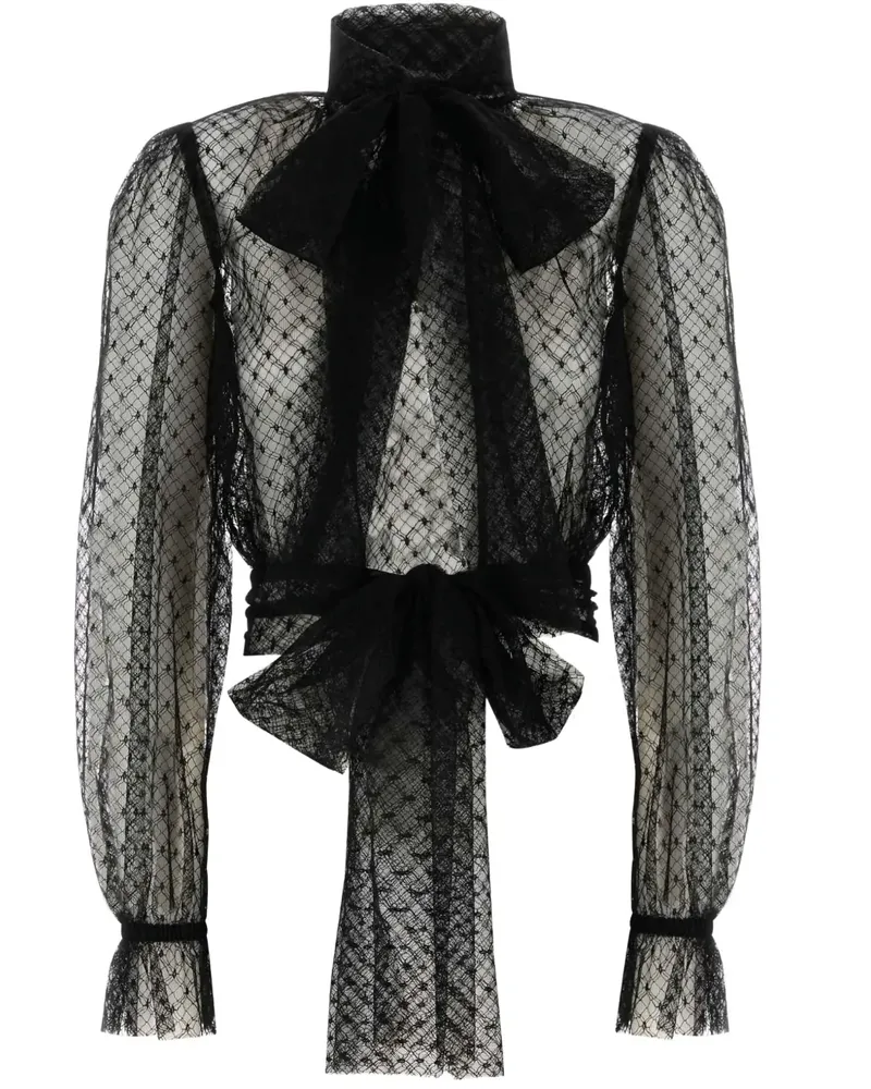 Dolce & Gabbana Bluse aus Spitze mit Schleifendetail - Schwarz Schwarz