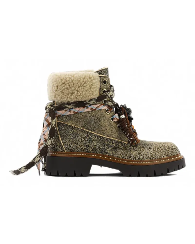 Elena Iachi Schnürstiefel mit Shearling-Besatz - Braun Braun