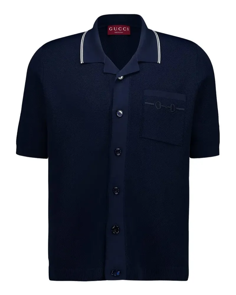 Gucci Poloshirt mit Brusttasche - Blau Blau
