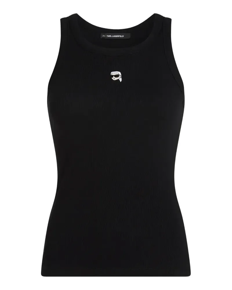 Karl Lagerfeld Geripptes Ikon Tanktop - Schwarz Schwarz