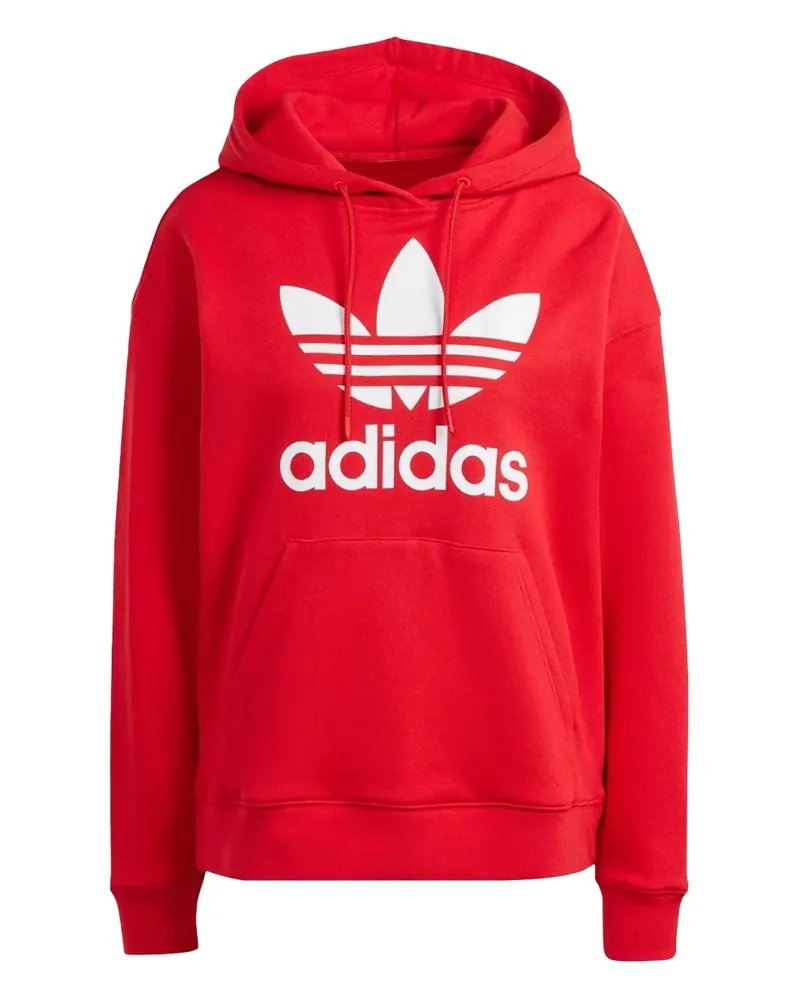 adidas Langärmeliger Trefoil Hoodie - Rot Rot