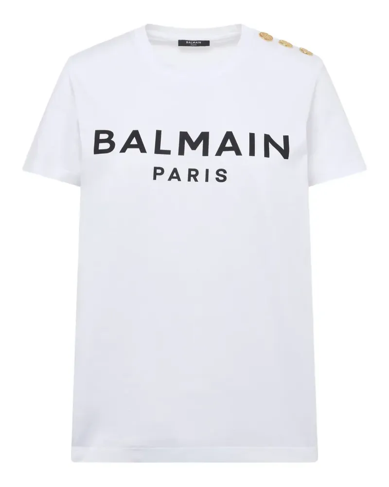 Balmain T-Shirt mit Logo-Print - Weiß Weiß