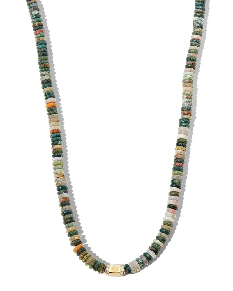 Luis Morais 14kt Gelbgoldhalskette mit Diamanten und Schmucksteinperlen Gold