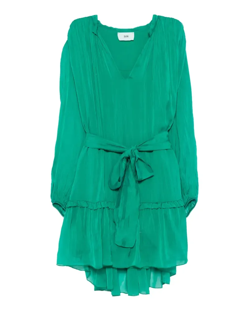 SOLOTRE V-neck belted mini dress - Grün Grün