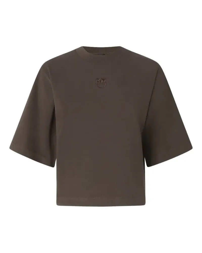 Pinko T-Shirt mit Love Birds-Stickerei - Schwarz Schwarz
