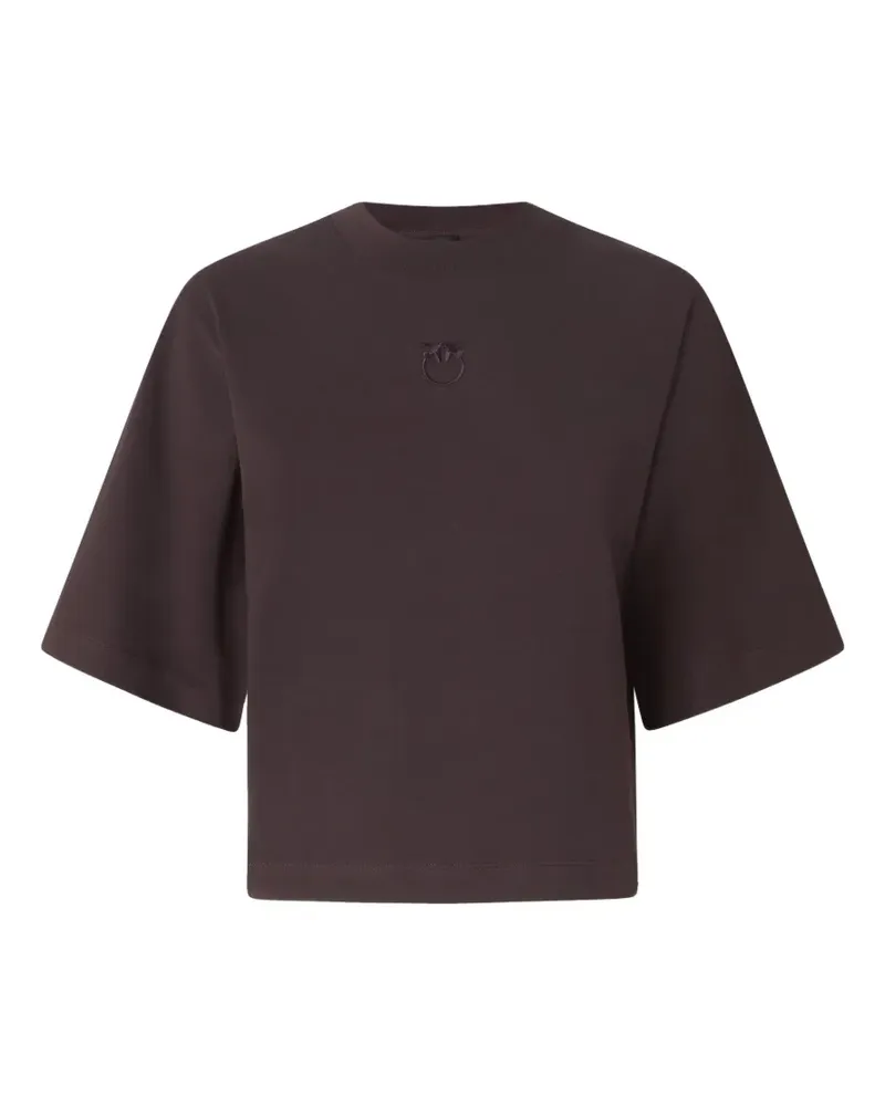 Pinko T-Shirt mit Love Birds-Stickerei - Schwarz Schwarz