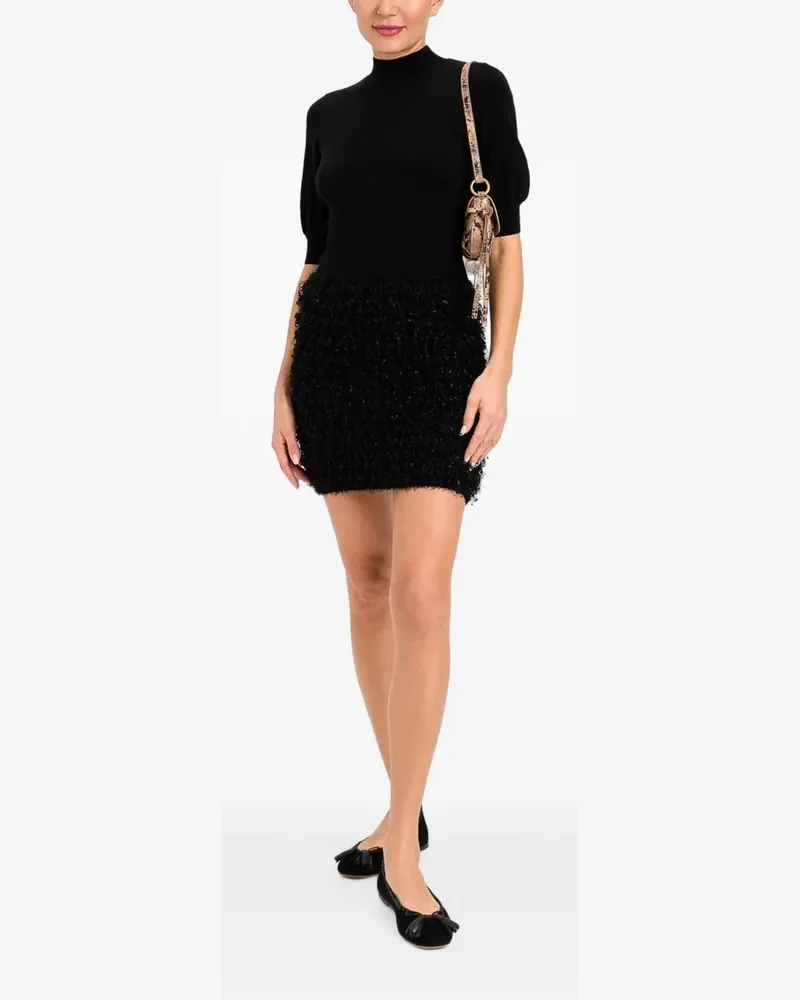 Twin-Set Minikleid mit Puffärmeln - Schwarz Schwarz