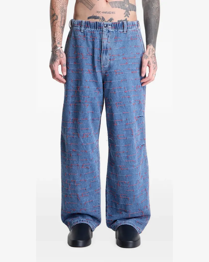 PLEASURES Strokes Parachute-Hose - Blau Blau