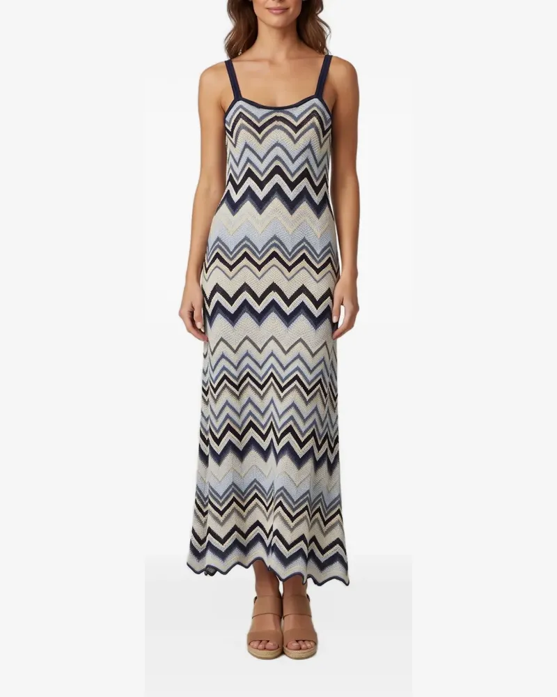 Maje Kleid mit Zickzackmuster - Blau Blau