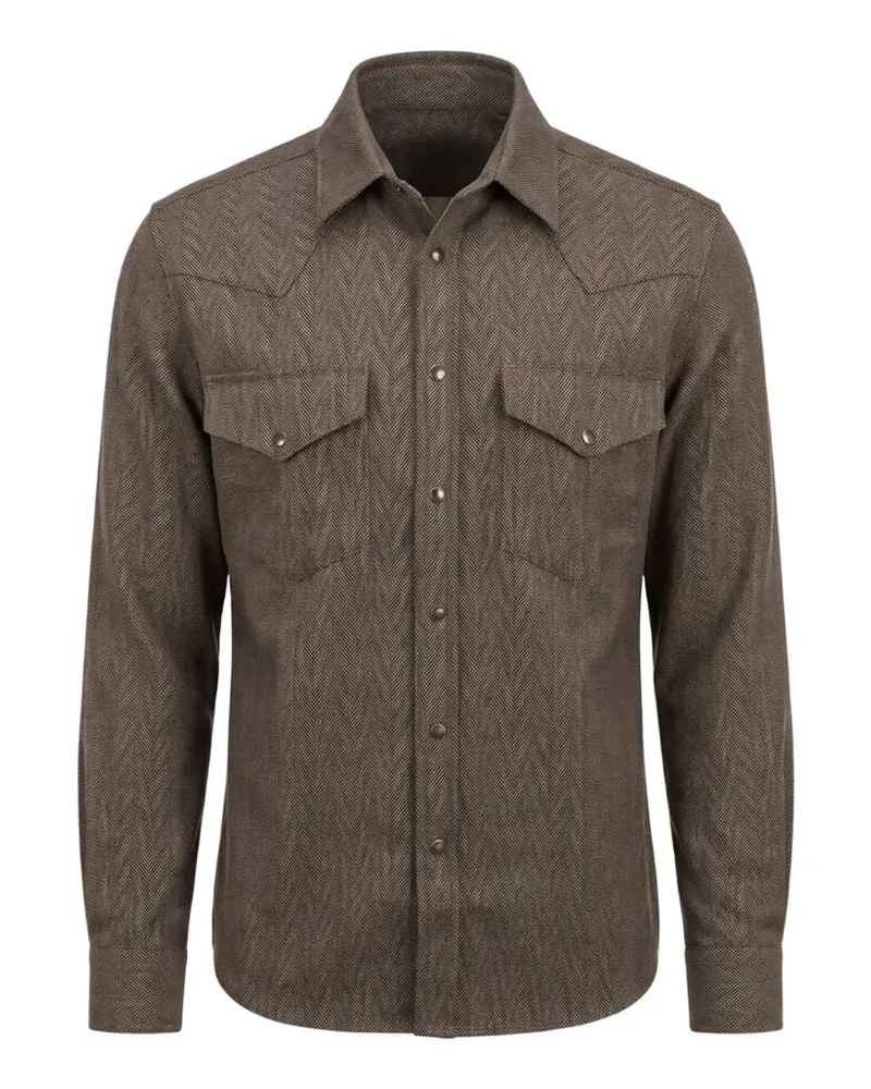 nine:inthe:morning Tobia herringbone-pattern shirt - Braun Braun