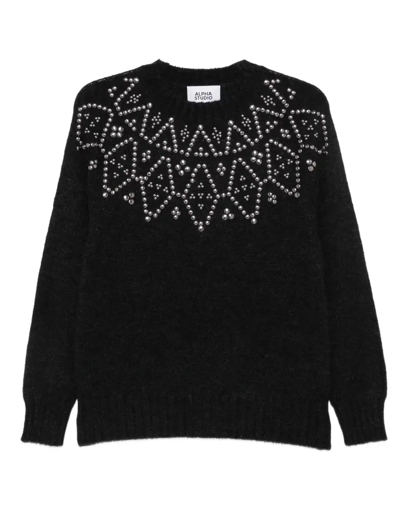 Alpha Studio Pullover mit Nieten - Schwarz Schwarz