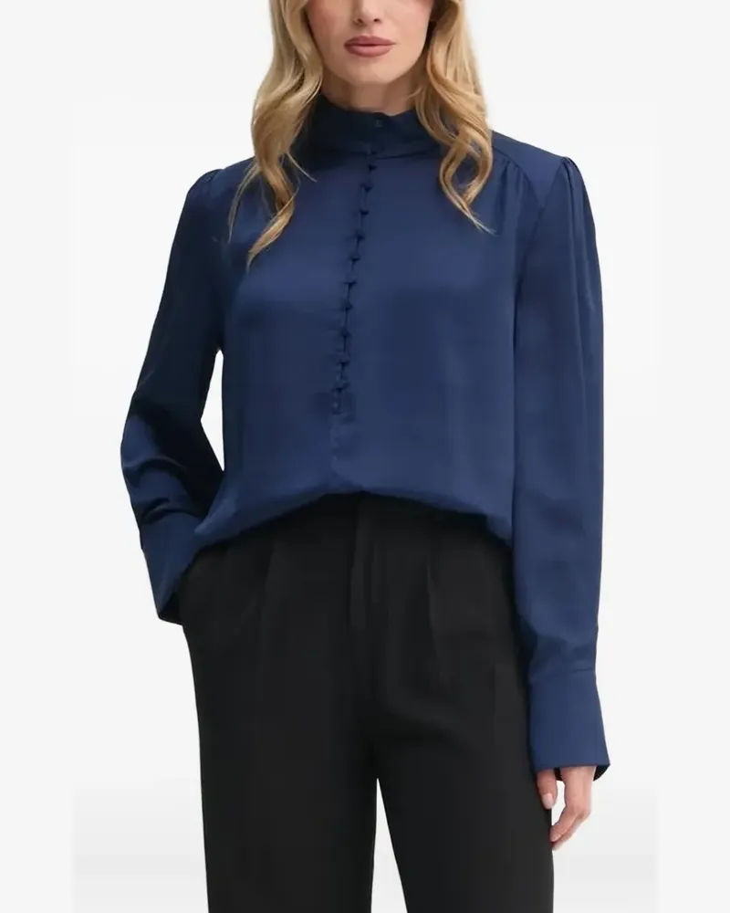 BRUUNS BAZAAR Verzierte Bluse mit Stehkragen - Blau Blau