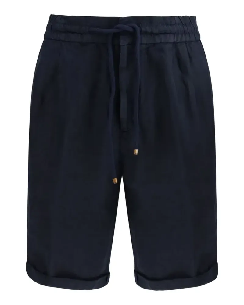 Brunello Cucinelli drawstring-waist linen shorts - Blau Blau
