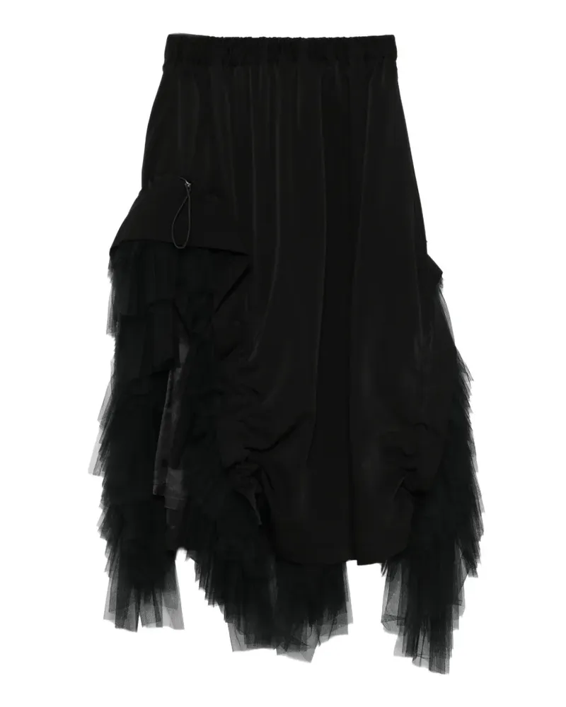 Noir Kei Ninomiya tulle-layered ruffled skirt - Schwarz Schwarz